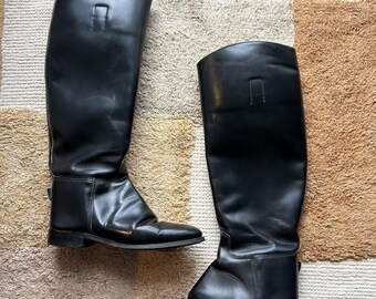 Bottes d'équitation noires à talons plats, style équestre, élégantes et minimalistes, pointure 38 (UE) / 5 (UK) / 7 (US