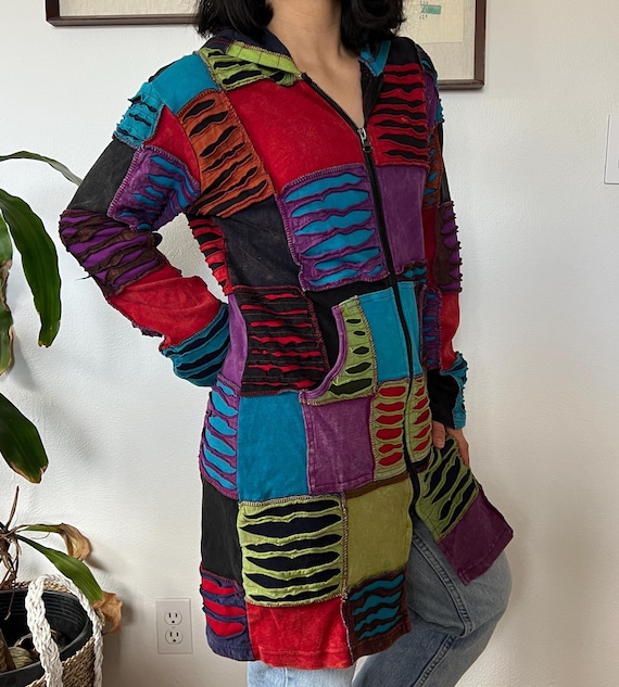 Y2K Patchwork Zip Jacket Psychedelic Festival Coa… - image 6