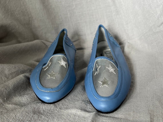Vintage 80s G. Wiz blue leather loafer shoe, summ… - image 4