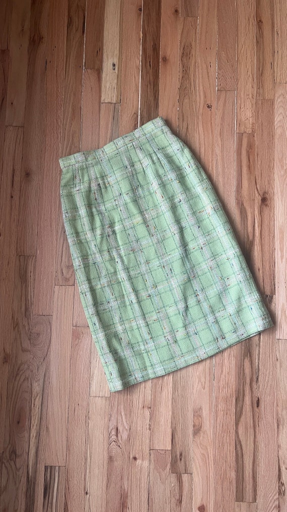 Vintage 80s Carlisle plaid wool skirt size 8 / li… - image 1