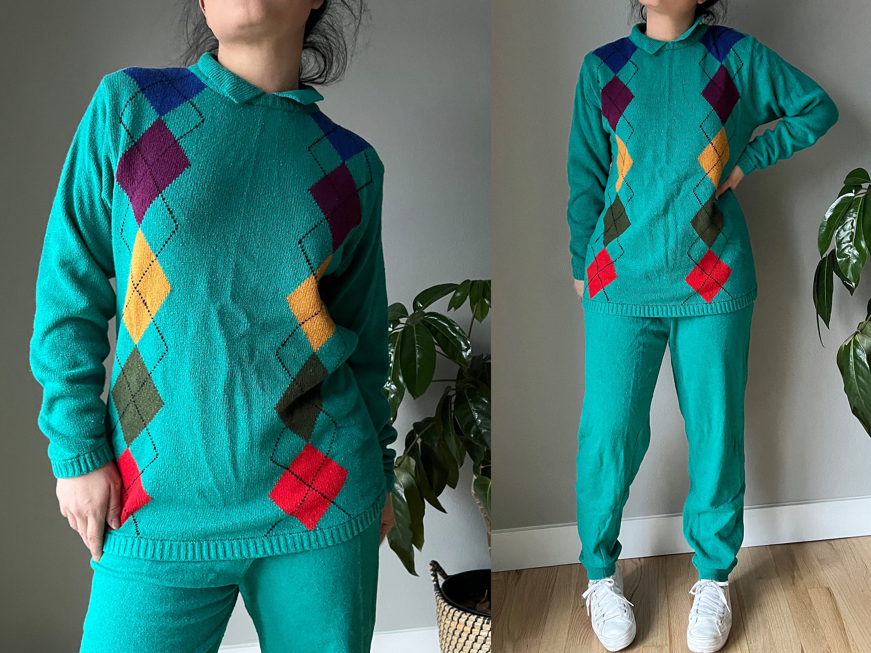 Pink and green knit suits discount