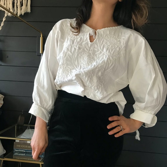 vintage romanian embroidered blouse