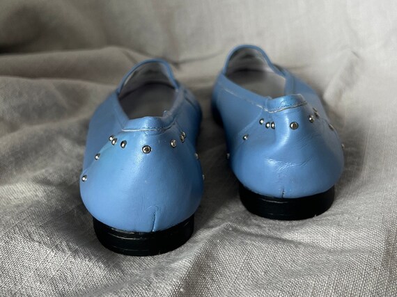 Vintage 80s G. Wiz blue leather loafer shoe, summ… - image 3