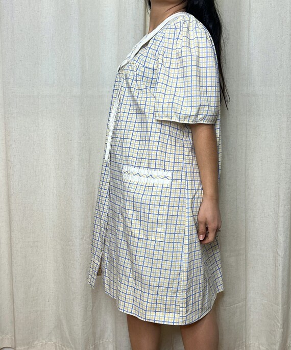 Babyhug Cotton Woven Full Sleeves Checkered Peter Pan Collared Frock with Leggings & Teddy Sling - Navy Blue & Red main image 0