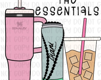 The Essentials, png, koffie, energiedrank, preppy ontwerp (digitale download)
