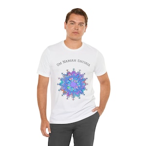 Blue Mandala Om Namah Shivaya Unisex T-Shirt, Meditation Yoga Spiritual Tee, Positive Vibes Mantra Shirt, Mind Body Soul Cleansing Top,