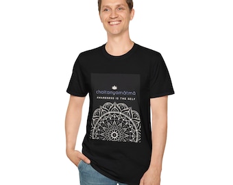 Mandala and atma chittam - Awareness is the Self - Yoga T-Shirt, Unisex Tee for Meditation Practice, Shiva Sutra, Shaiva Tantra Motif Shirt