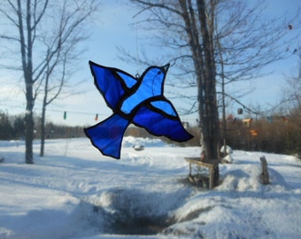 western bluebird, stained glass suncatcher