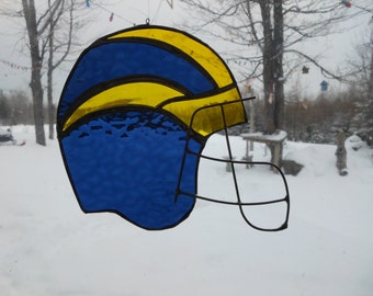 Michigan helmet stained glass suncatcher