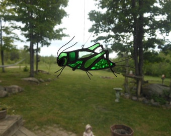 cricket stained glass suncatcher