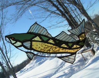 walleye, stained glass suncatcher
