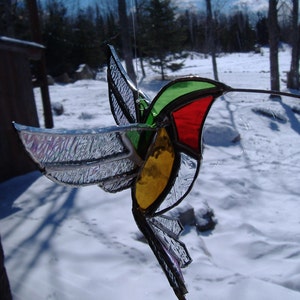 3-D Humming bird, stained glass suncatcher