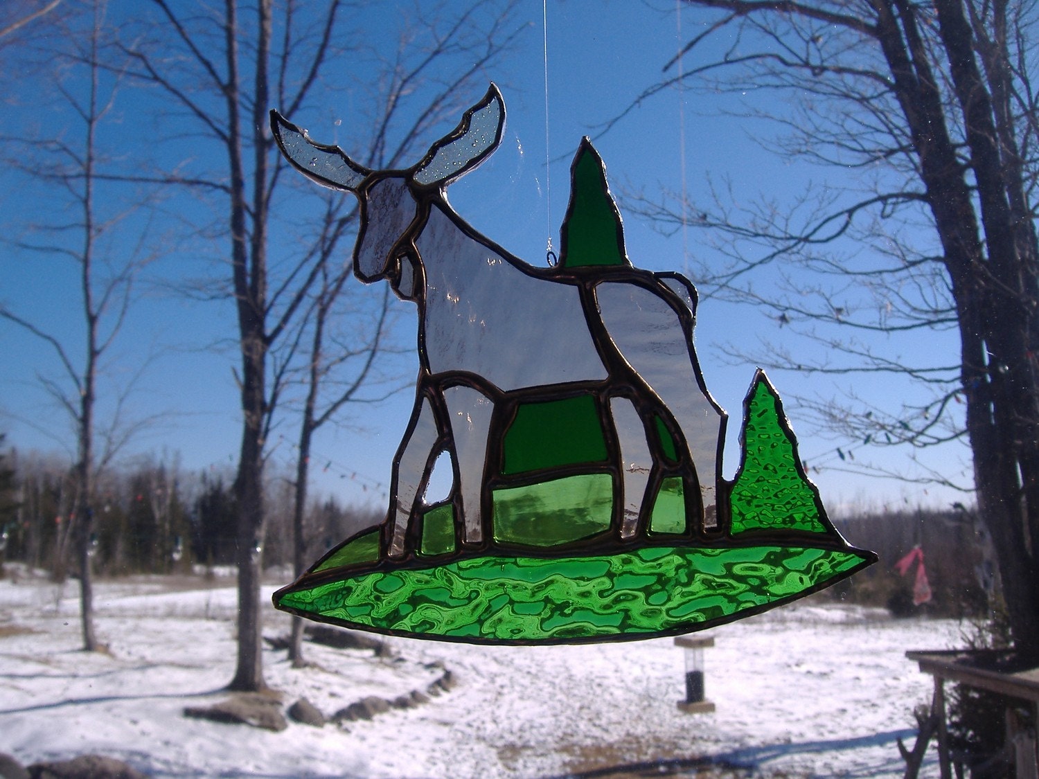 Moose stained glass suncatcher Etsy