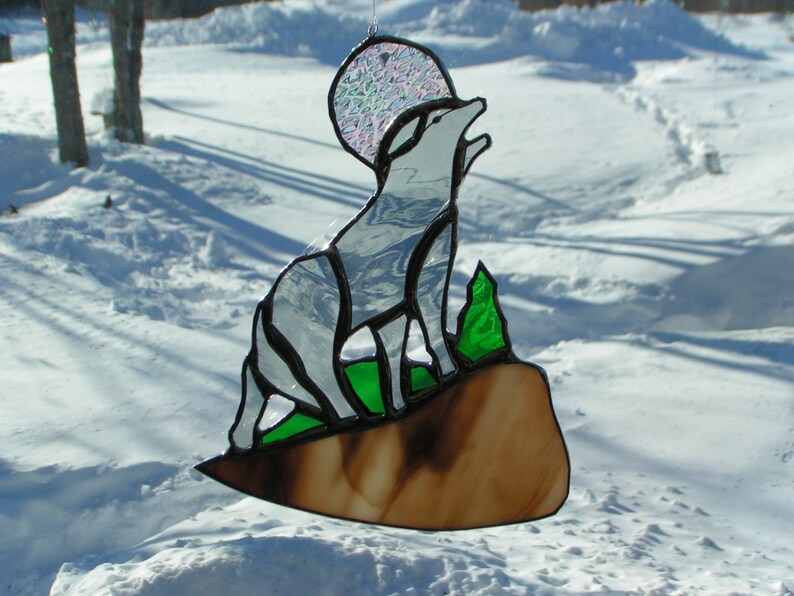 Wolf Stained Glass Suncatcher Etsy