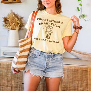 Você é um cara esperto ou tem cheiro de peido? • Camiseta retrô de desenho animado • Camiseta estranha • Camiseta meme • Camiseta sapo cowboy • Unissex