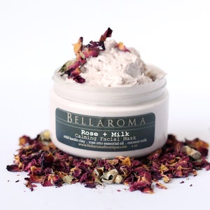MASCARILLA FACIAL CALMANTE DE ROSA Y LECHE