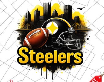 Immagine clipart PNG dei Pittsburgh Steelers per sublimazione: da utilizzare su magliette, adesivi, tazze, cornici e bicchieri (download digitale).
