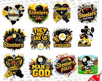 Steelers PNG, 12 Steelers Gameday PNG, Clipart di football americano a sublimazione PNG: da utilizzare per magliette, adesivi, tazze, cornici, bicchieri (download digitale)