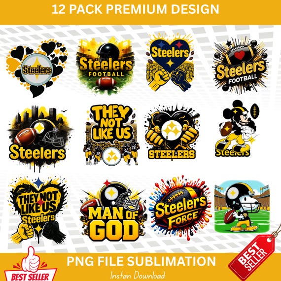 Steelers PNG, 12 Steelers Gameday PNG, Sublimation Football  Clipart PNG: Use for T-shirt, Stickers, Mug, Frame, Tumbler (Digital Download)