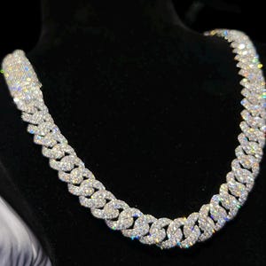 12mm Real VVS1 Moissanite Diamond Cuban Link Chain Hip Hop Chain, VVS Diamond Chain, BustDown Cuban Necklace, Rapper Miami Cuban Chain
