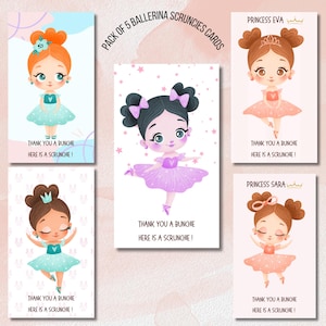Niedliche Tutu Ballerina Karte, Ballett Geburtstags Scrunchie, Tänzerin Party Geschenk, Danke ein Bunchie, hier ist ein Scrunchie, SOFORT DOWNLOAD