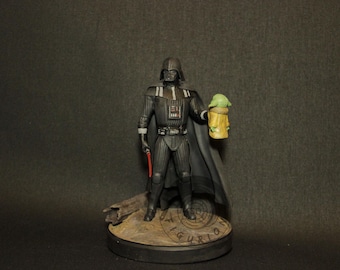 Hand-Painted Darth Vader & Baby Yoda Resin Figure – Star Wars Collectible (19cm)