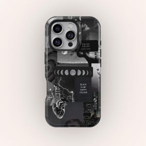 Black Collage Phone Case, Retro Phone Case, Black Aesthetics Phone Case, iPhone 16 15 Pro Max XS, Phone 13 12 Mini Case, Samsung S25 Ultra