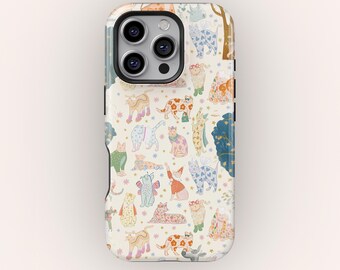 Cute Cat Design Phone Cover for iPhone 17 16 15 14 13 12 11 Pro Max MagSafe Case, Cat collage Protective Cover for Samsung S23 S24 S25 Ultra