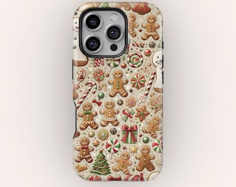 Gingerbread Cookie Phone Case, Cute Candy Pattern Cover for iPhone 17 16 15 14 13 Pro Max & Samsung S24 S23 S22, Sweet Aesthetic Cookie Case