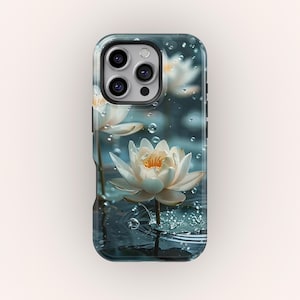 Lotus Flower Phone Case, Water Lily Art Phone Case, Aesthetics Phone Case, iPhone 16 15 Pro Max XS, Phone 13 12 Mini Case, Samsung S25 Ultra