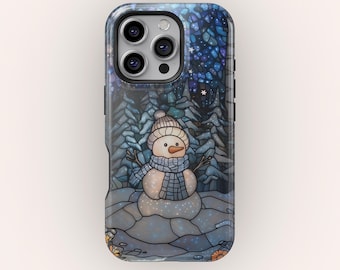 Christmas Snowman Design Phone Case for iPhone 17 16 15 14 13 12 11 Pro Max, Cute Snowman Protective Cover for Samsung Galaxy S24 S25 Ultra