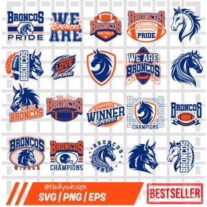 Broncos SVG Cricut, Broncos Cutfile, Paquete de 20 Broncos SVG, Archivo Broncos SVG para camiseta, Amor, Regalo, Cumpleaños, Silueta Broncos, Broncos Png