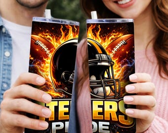 Adesivo per bicchiere Steelers in formato PNG, design per sublimazione a tema football americano (file digitale)