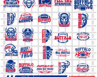 25 Buffalo SVG PNG Bundle, Buffalo Cutfile Cricut, Buffalo School Mascot, Buffalo Football, Buffalo T-Shirt, Buffalo Cheers, Logo, Love, Eps