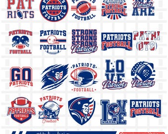 ペイトリオッツ SVG PNG 20 バンドル、Cricut 用カットファイル、ペイトリオッツ スクール マスコット、ペイトリオッツ フットボール、ペイトリオッツ T シャツ、ペイトリオッツ チアーズ、ロゴ、ラブ、EPS