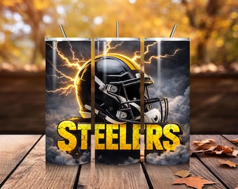 Adesivo per bicchiere Steelers in formato PNG, design per sublimazione a tema football americano (file digitale)