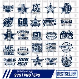 25 Cowboys SVG PNG Bundle, Cowboys Cutfile Cricut, Cowboys Silhouette, Cowboys Cheers, Cowboys Nation, Cowboys Pride, We Are Cowboys, Eps
