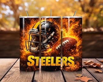Adesivo per bicchiere Steelers PNG, mascotte di football americano, sublimazione, 20 oz Skinny (file digitale)