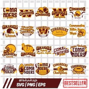 20 File,Commanders bundle,Commanders svg,Commanders png,Tshirt, Clip Art, Cricut,Layered File,Instant Download,Go Commanders,Love Commanders