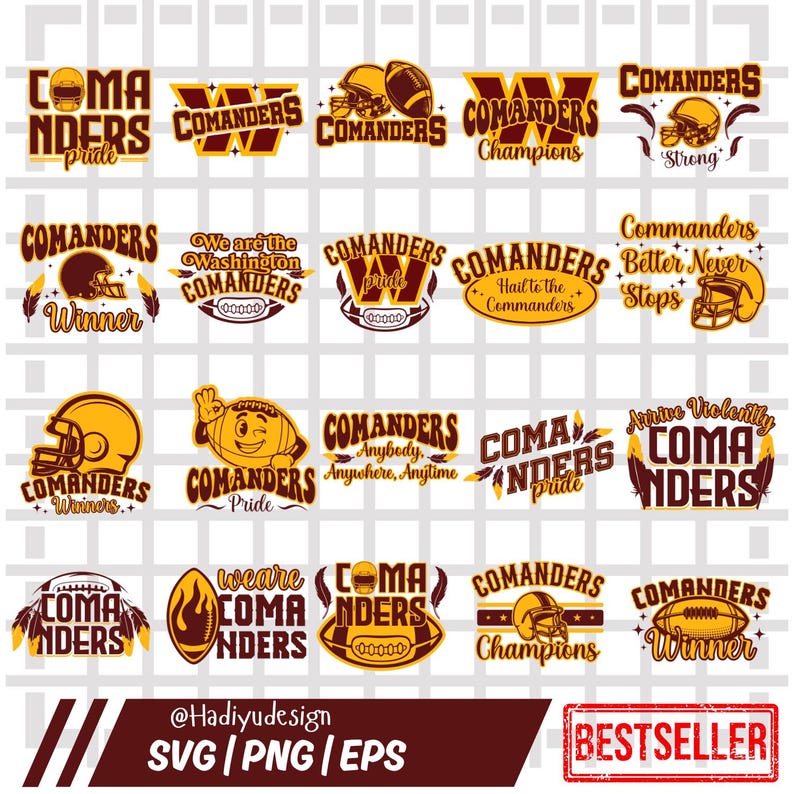 20ファイル、コマンダーズバンドル、コマンダーズSVG、コマンダーズPNG、Tシャツ、クリップアート、クリカット、レイヤードファイル、インスタントダウンロード、ゴーコマンダーズ、ラブコマンダーズ 画像 1