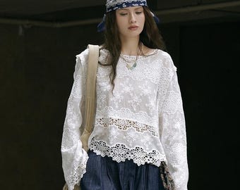 ルーマニアのブラウス 刺繍入りトップス ヴィンテージ衣装