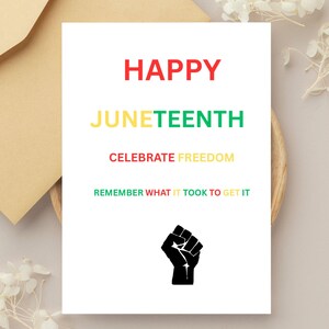 Carte de voeux Happy Juneteenth, carte pour la célébration de Juneteenth, vacances afro-américaines, impression numérique