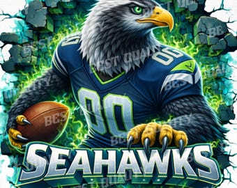 Seahawks Football Mascot PNG, Game Day Clipart (Digital Download)