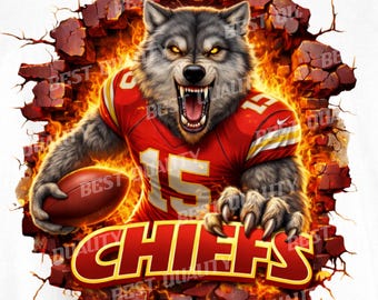 3D Chiefs Football Png | Mascot Football Png | Football Team Shirt | Football png | Football Shirt | Football Sublimation Png Prints
