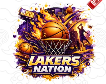 Lakers PNG, Basketball Clipart, Game Day Design (Digital Download)