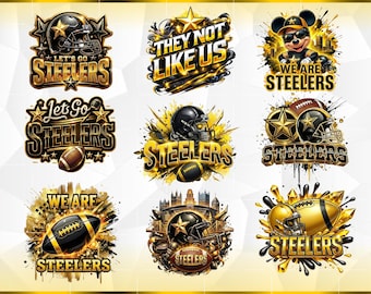 Steelers Football PNG Clipart, Game Day Sublimation Designs (Digital Download)