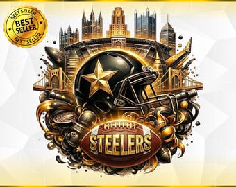 Steelers Football PNG, Game Day Sublimation Clipart (Digital Download)