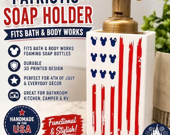 American Flag Soap Holder | Fits Bath & Body Works Foaming Soap | Patriotic Bathroom Decor | 4th of July