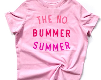 No Bummer Summer Pink Tee: Trendy Kids Graphic T-Shirt