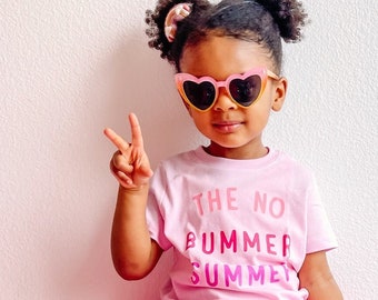 No Bummer Summer, Pink Tee Shirt, graphic tshirt, trendy kids clothes, toddler tee, birthday shirt, girls clothing, kids present,